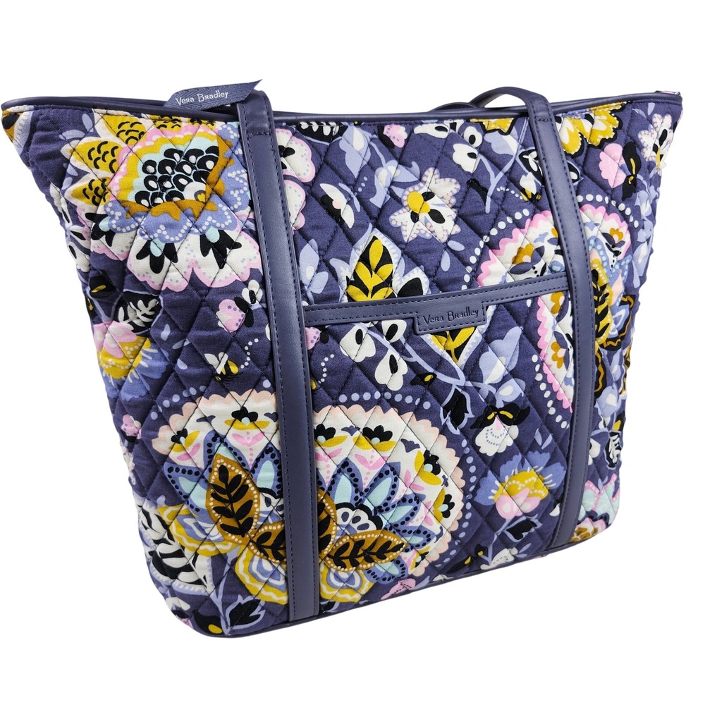 Vera Bradley Charmont Meadow Tote Leather Handles Multi Color Floral